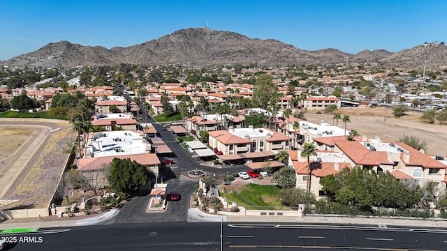 birds eye view of property featuring a residential view and a mountain view