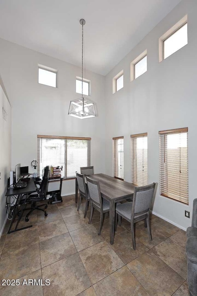 1640 W Gail Dr, Chandler, AZ 85224 - dining room with a high ceiling, baseboards, and a desk