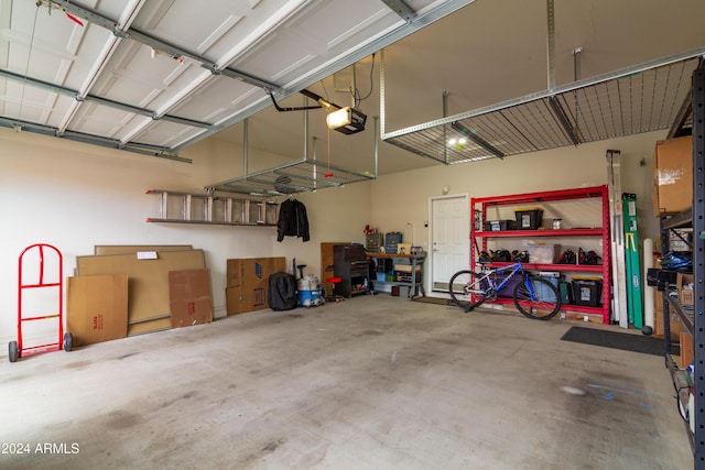 garage with a garage door opener