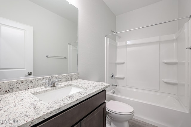 full bathroom featuring vanity, toilet, and shower / bathtub combination