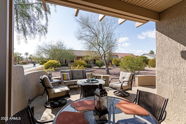 view of patio featuring an outdoor living space