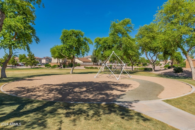 view of play area featuring a yard