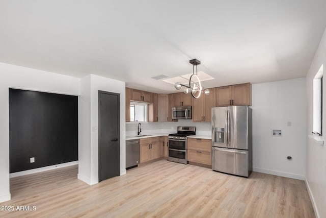 3802 N 48th Dr, Phoenix, AZ 85031 - kitchen featuring a sink, light wood finished floors, light countertops, stainless steel appliances, and visible vents