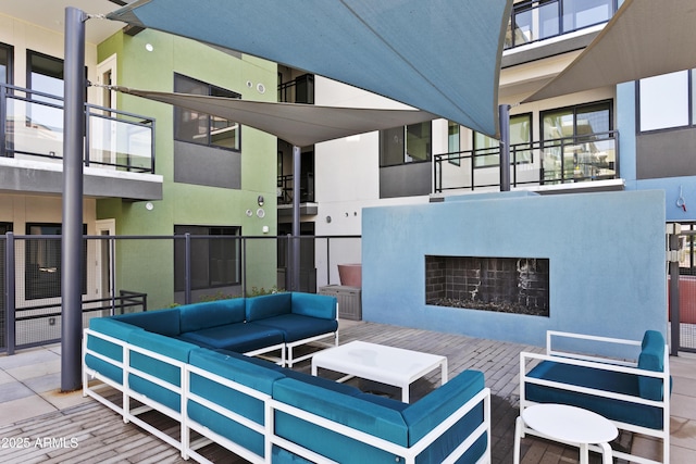 3131 N Central Ave Unit 3009, Phoenix, AZ 85012 - view of patio / terrace featuring an outdoor living space with a fireplace