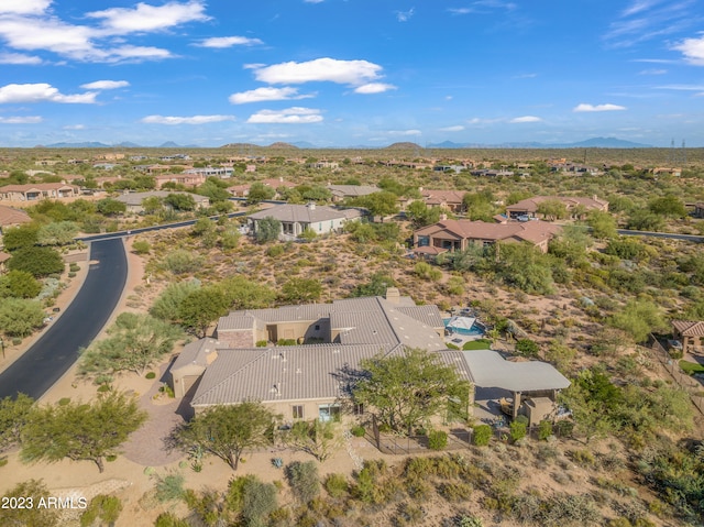 drone / aerial view with a residential view and a mountain view