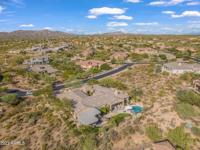 birds eye view of property featuring a residential view and a mountain view