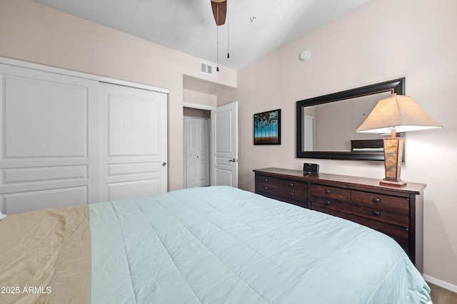1941 S Pierpont Dr Unit 2015, Mesa, AZ 85206 - bedroom featuring baseboards, a closet, and ceiling fan