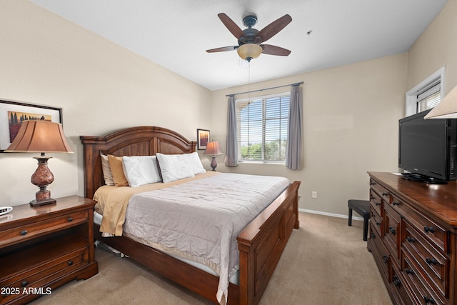 1941 S Pierpont Dr Unit 2015, Mesa, AZ 85206 - bedroom with light carpet, baseboards, and a ceiling fan