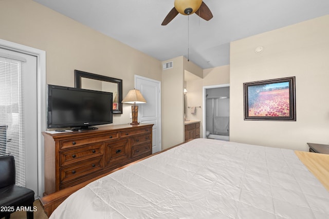 1941 S Pierpont Dr Unit 2015, Mesa, AZ 85206 - bedroom with connected bathroom and a ceiling fan