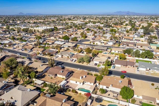 bird's eye view with a mountain view