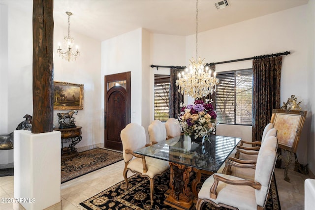 dining room with an inviting chandelier