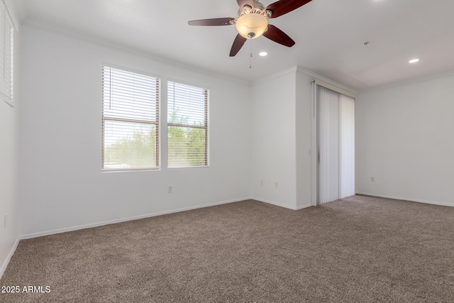 20100 N 78th Pl Unit 2114, Scottsdale, AZ 85255 - spare room with ornamental molding, carpet floors, recessed lighting, and ceiling fan