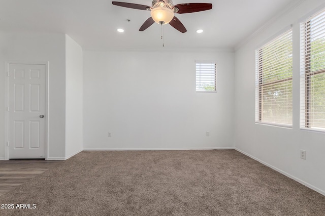 20100 N 78th Pl Unit 2114, Scottsdale, AZ 85255 - empty room featuring carpet floors, a ceiling fan, ornamental molding, and recessed lighting