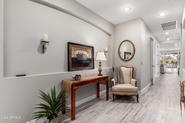 living area featuring light wood-type flooring