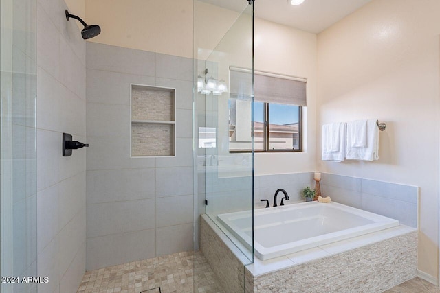 bathroom with plus walk in shower