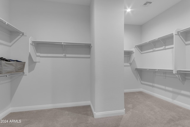 spacious closet featuring light carpet