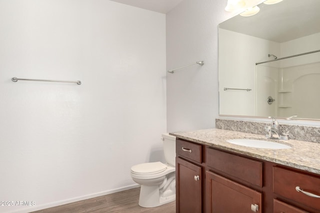 31515 W Buchanan St, Buckeye, AZ 85326 - bathroom with wood finished floors, vanity, and a shower