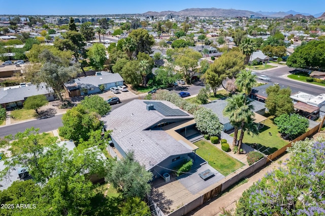 aerial view with a residential view and a mountain view