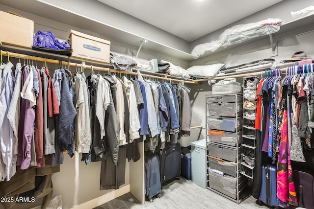 spacious closet with wood finished floors