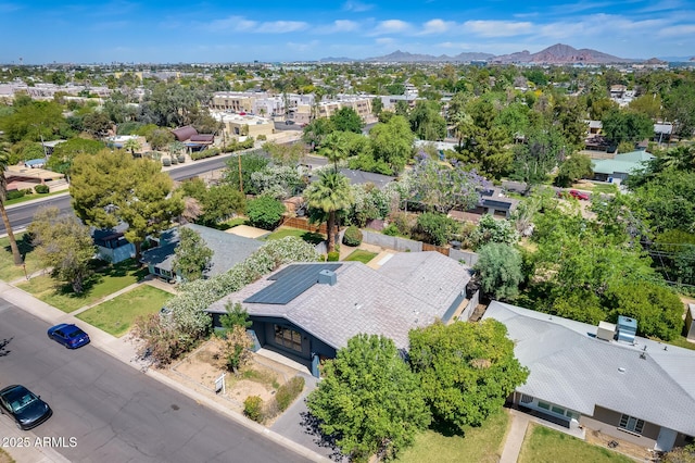 aerial view featuring a residential view and a mountain view