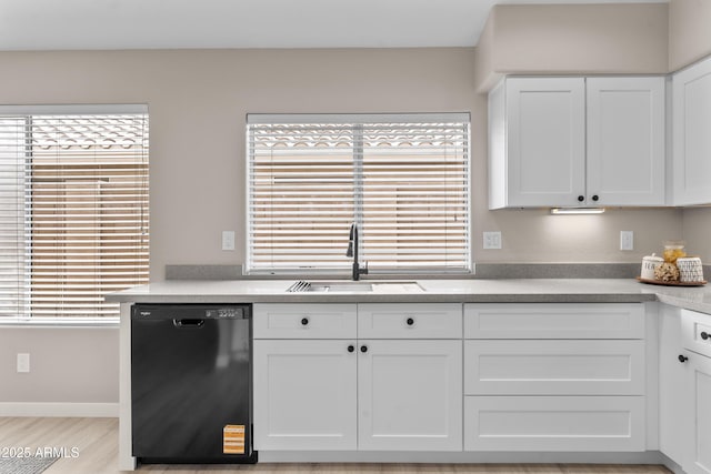 512 W Encinas St, Gilbert, AZ 85233 - kitchen with black dishwasher, a sink, white cabinets, and light countertops