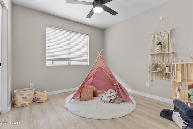 512 W Encinas St, Gilbert, AZ 85233 - recreation room with wood finished floors, ceiling fan, and baseboards