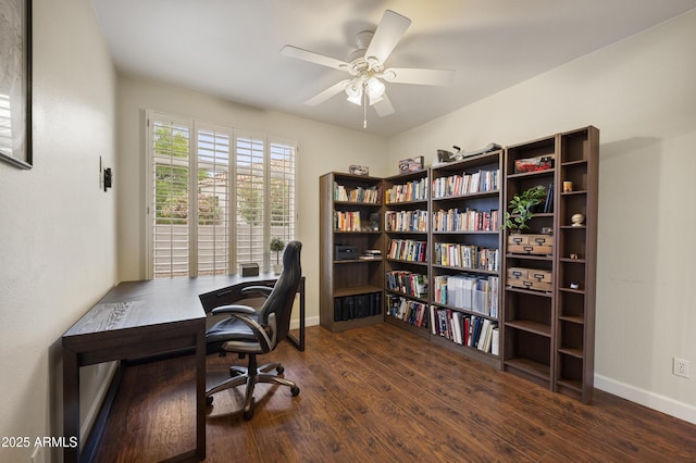 15064 N 54th Way, Scottsdale, AZ 85254 - home office with wood finished floors, ceiling fan, and baseboards