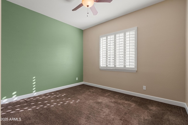 empty room with carpet floors and ceiling fan