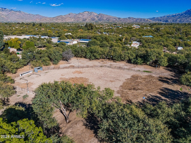 drone / aerial view featuring a mountain view