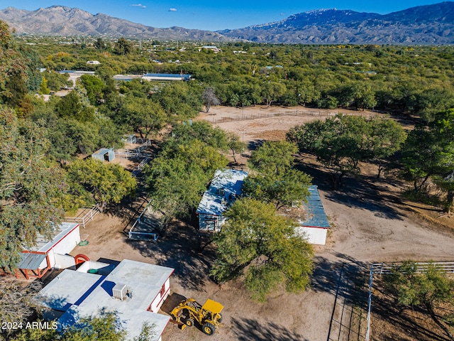 birds eye view of property featuring a mountain view