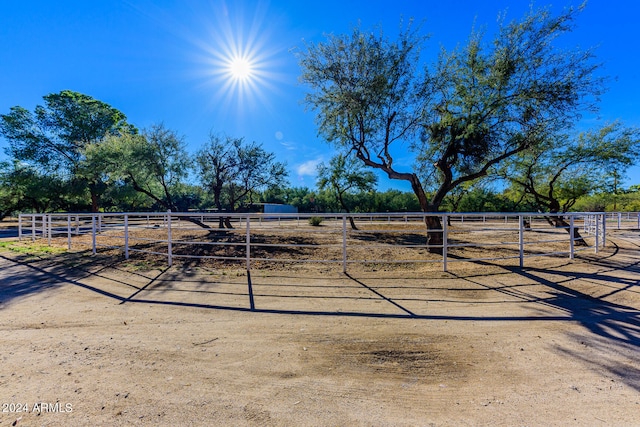 view of yard with a rural view