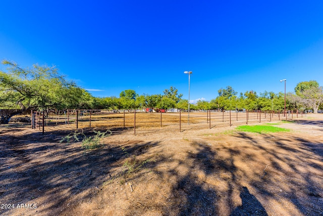 view of yard with a rural view