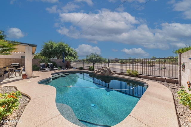 view of swimming pool with a patio