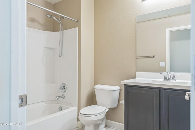 full bathroom featuring shower / bathing tub combination, vanity, and toilet