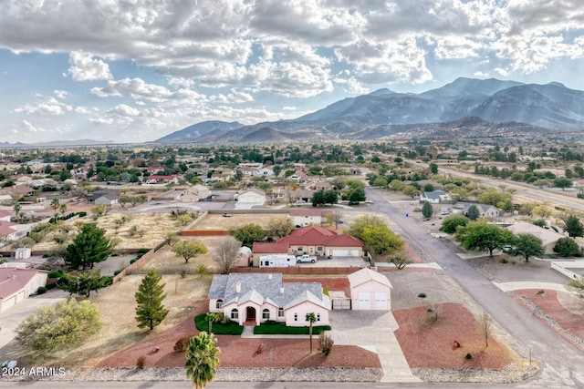 bird's eye view with a mountain view