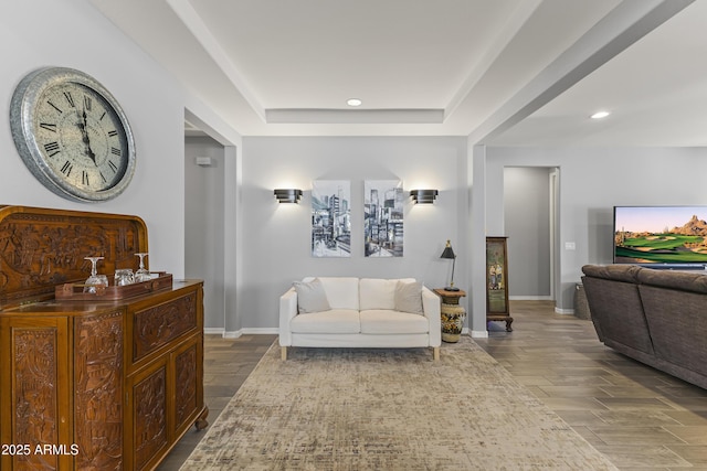 18865 W Mescal St, Surprise, AZ 85388 - living room with wood finished floors, a raised ceiling, and recessed lighting