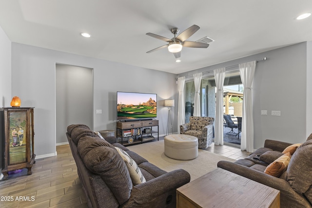 18865 W Mescal St, Surprise, AZ 85388 - living room with ceiling fan, recessed lighting, and light wood-style flooring