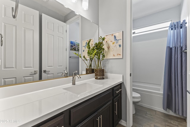 18865 W Mescal St, Surprise, AZ 85388 - full bath with vanity, wood finished floors, and shower / bath combo with shower curtain