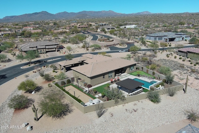 bird's eye view with a mountain view