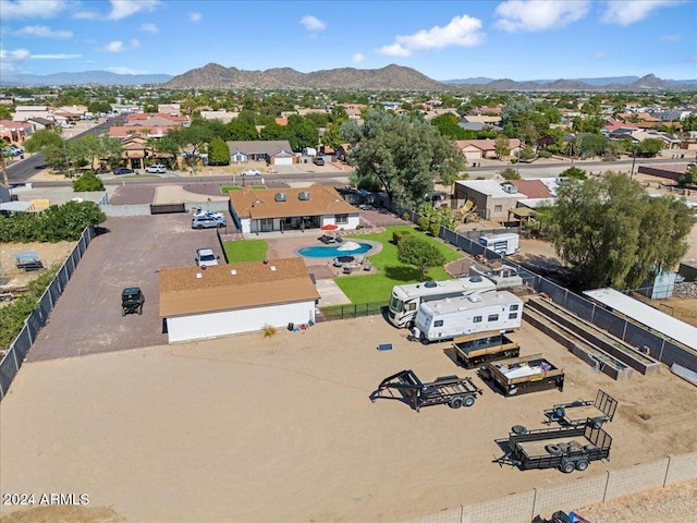 drone / aerial view with a mountain view