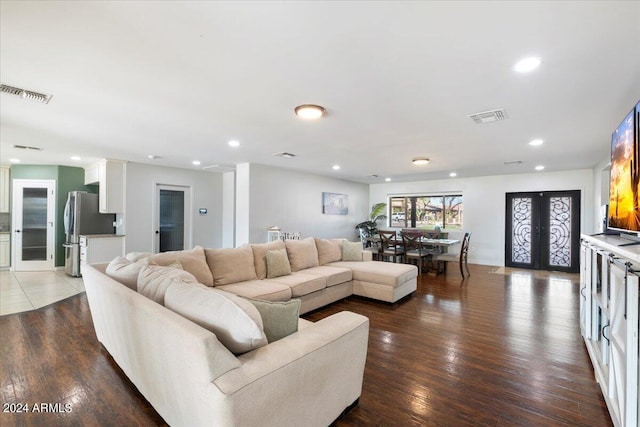 living room with wood-type flooring