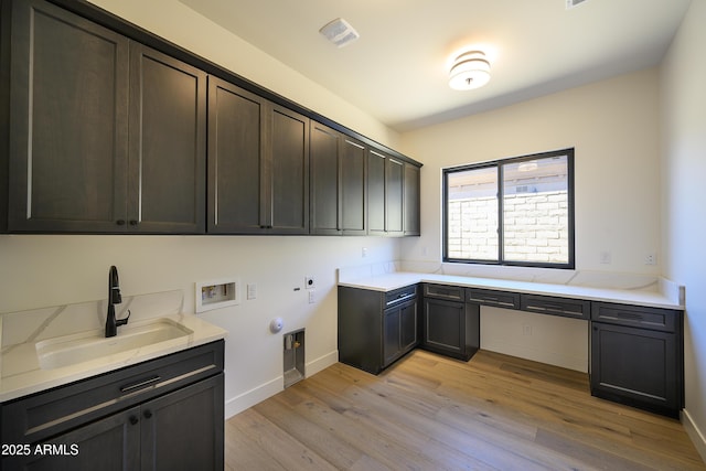13290 E Ln Junta Rd, Scottsdale, AZ 85255 - laundry area with cabinet space, gas dryer hookup, washer hookup, electric dryer hookup, and light wood-style floors