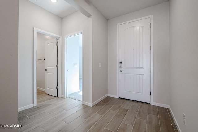 foyer featuring light wood-type flooring