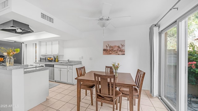 10420 N 10th St Unit 2, Phoenix, AZ 85020 - dining room with light tile patterned flooring and ceiling fan