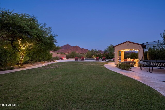 view of pool featuring a lawn, a gazebo, and a patio area