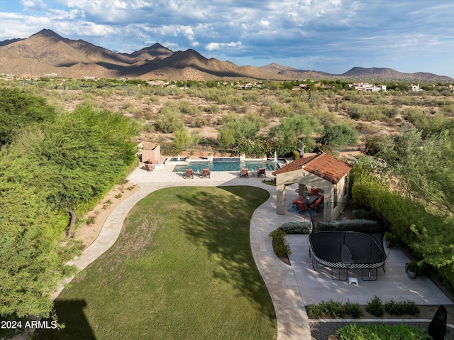 aerial view with a mountain view