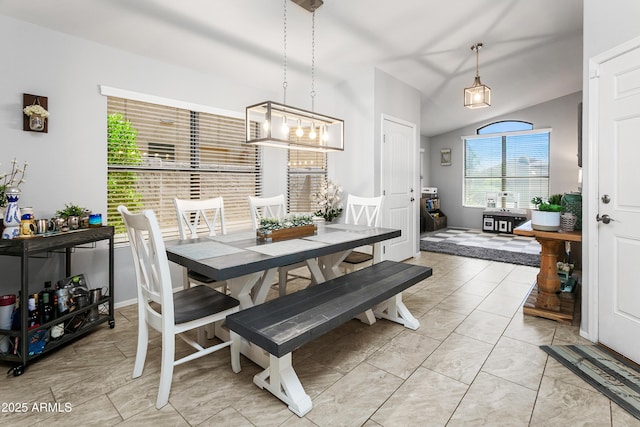 4704 E Melinda Ln, Phoenix, AZ 85050 - dining area featuring lofted ceiling and a chandelier