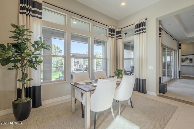 8768 E Granite Pass Rd, Scottsdale, AZ 85266 - dining area with light tile patterned flooring, baseboards, and recessed lighting