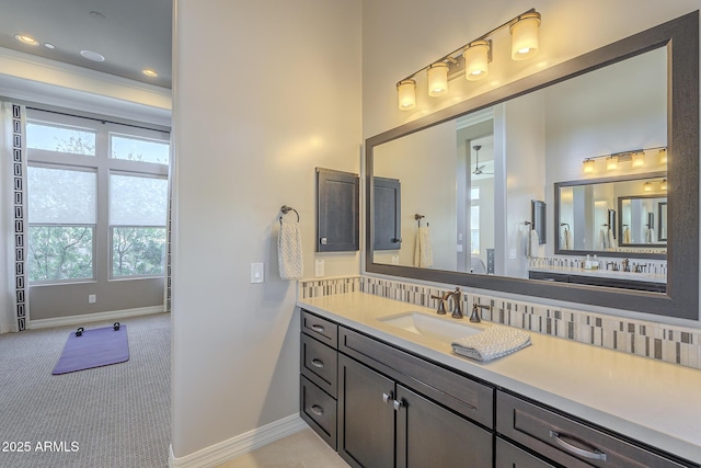 8768 E Granite Pass Rd, Scottsdale, AZ 85266 - bathroom with vanity, baseboards, and recessed lighting