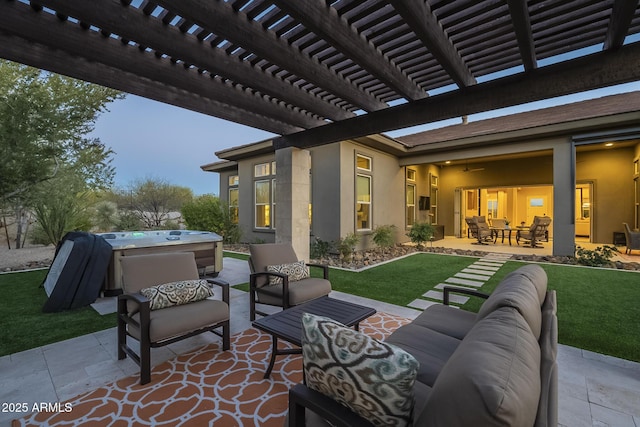 8768 E Granite Pass Rd, Scottsdale, AZ 85266 - view of patio / terrace with an outdoor living space and a pergola